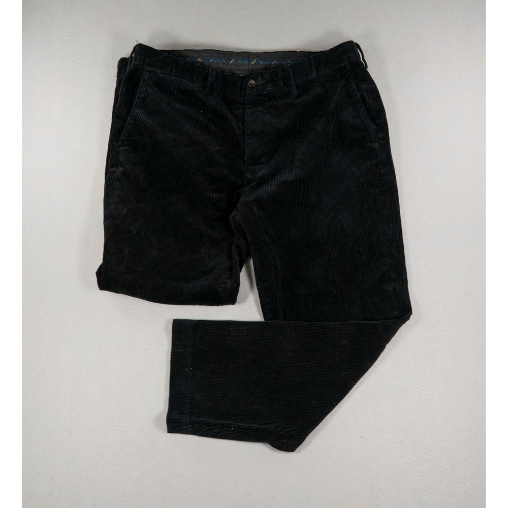 Polo Ralph Lauren Preston Pant Mens 36x30 Black Corduroy Straight Leg Trousers